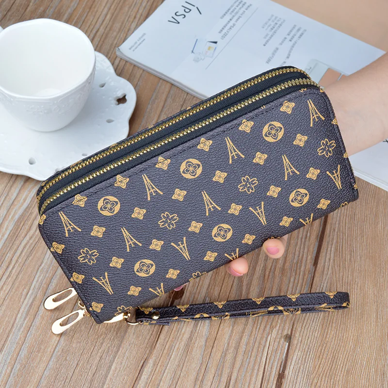 Женский Длинный Кошелек-клатч С Двойной Молнией Большая Сумка Буквенным