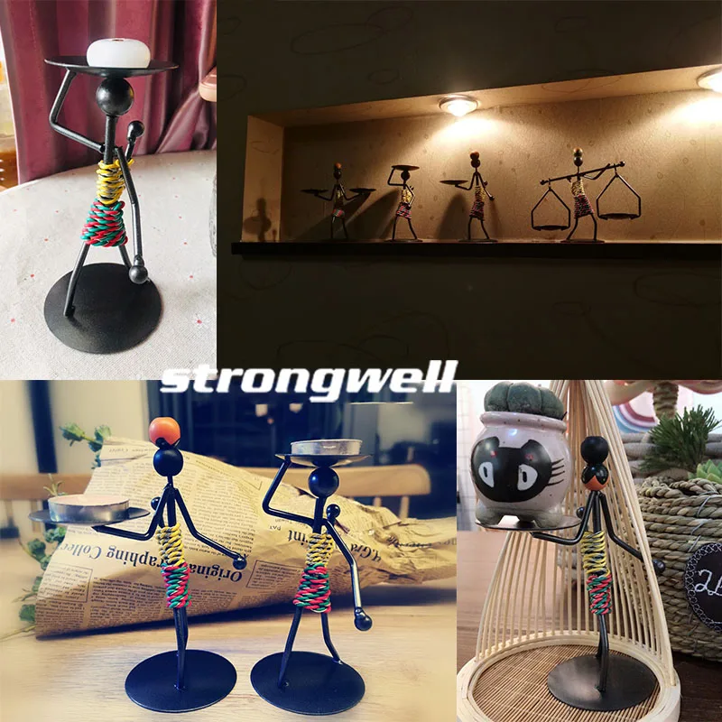 Strongwell Nordic Metal Doll Candlestick Handmade Art Crafts Figurines Abstract Character Candle Holder Home Decoration Gift | Дом и сад