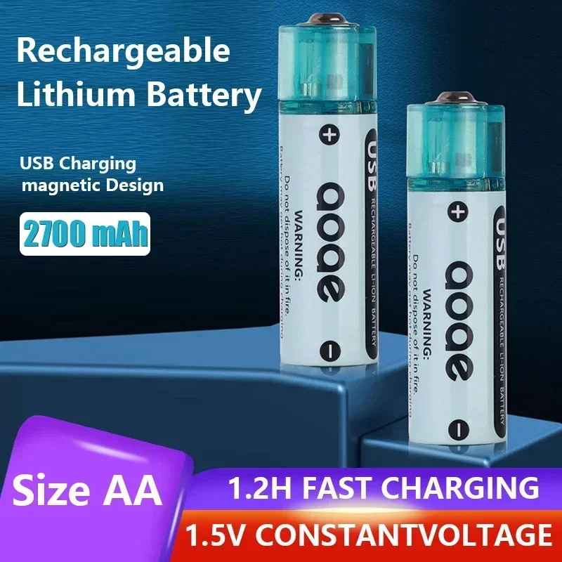 

AA 1.5V, 2700mAh rechargeable battery USB AA mouse small fan lithium battery electric toy battery