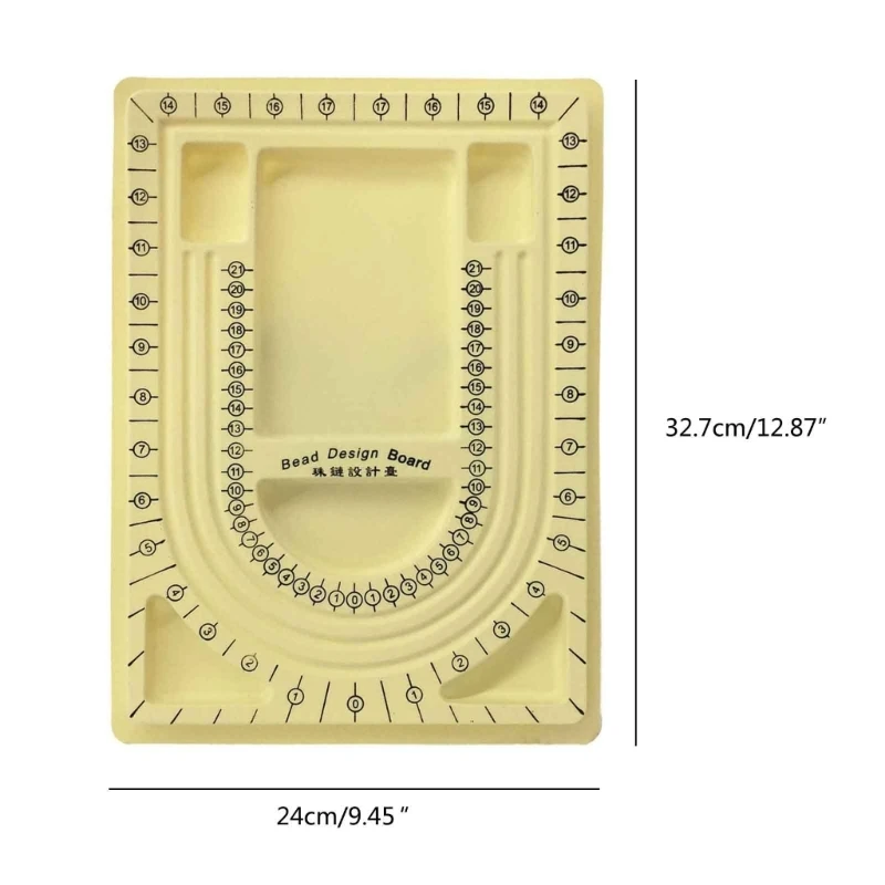 

N58F Yellow Bead Board with Flock Design Beading Board Tray DIY Craft Tool for Girl and Necklace Beading Jewelry Designers