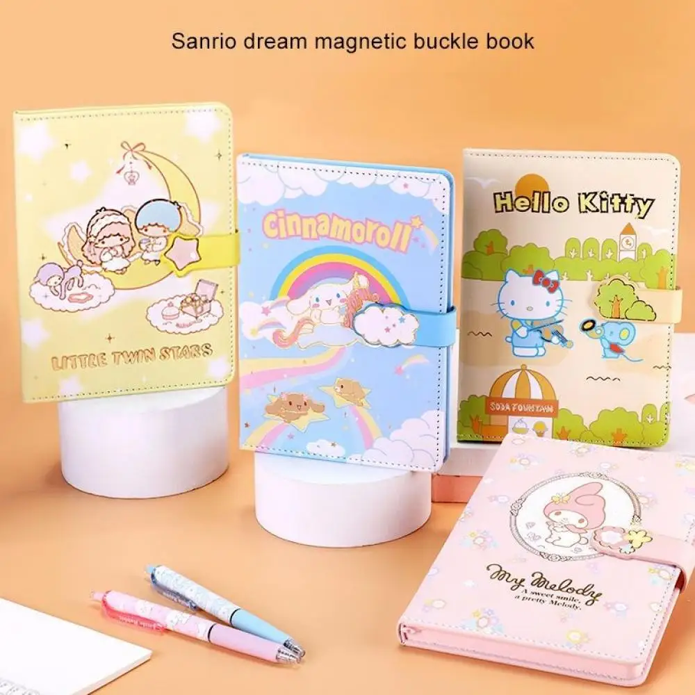 

Аниме Kawaii Sanrio Hellokitty My Melody Cinnamoroll B6 Студенческая мультяшная Магнитная застежка блокнот Бронзирующая ручка Ledger подарок милый