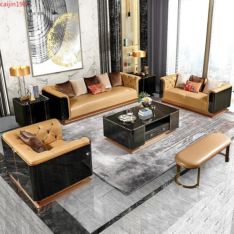 

CJ Italian light luxury first layer cowhide sofa combination living room villa high-end sofa Bentley designer leather sofa