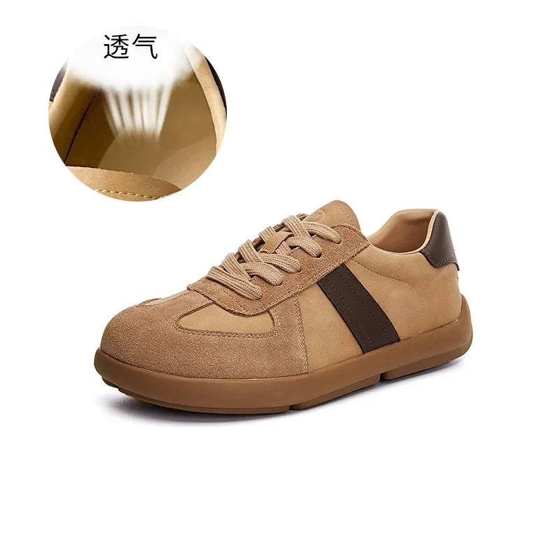 Кожаные немецкие тренировочные туфли для женщин Новинка осени 2024 повседневные