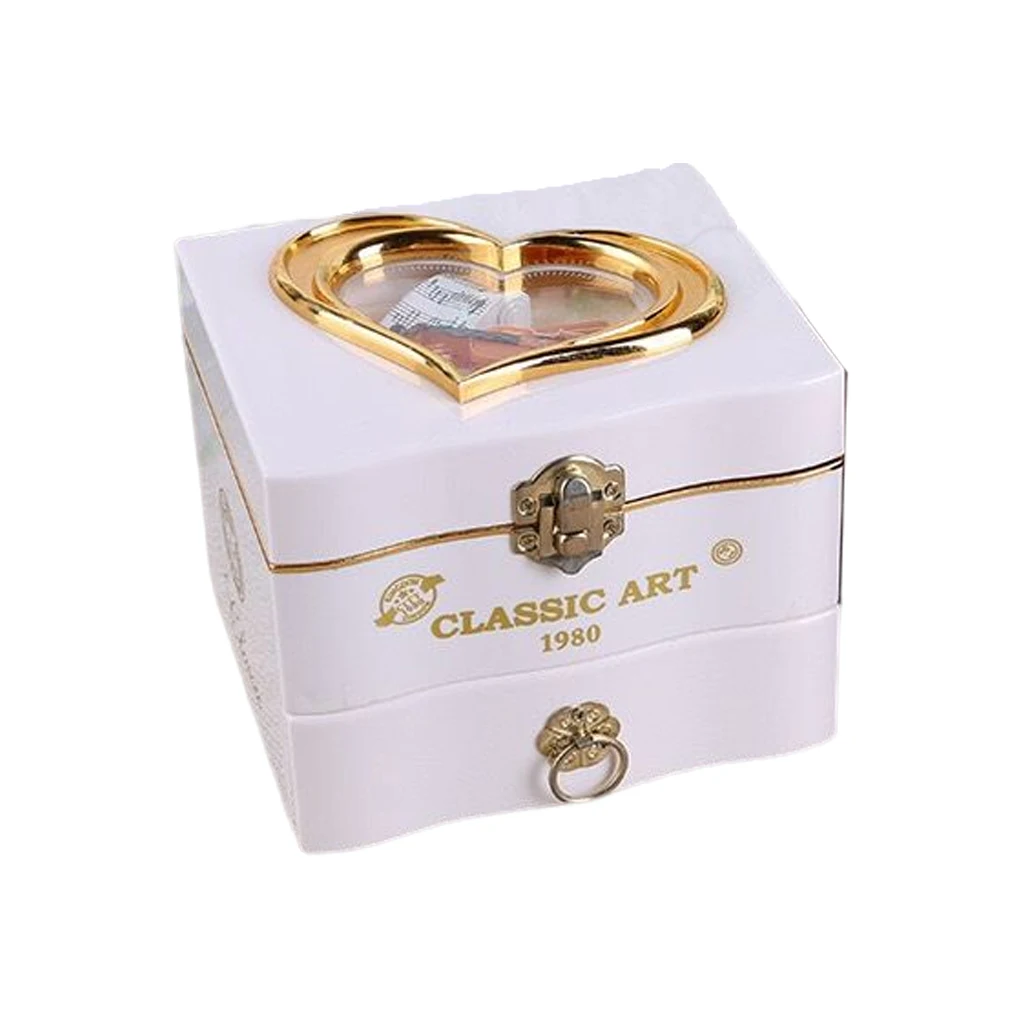 

Musical Box With Rotating Dancing Girl Jewelry Box Classical Decoration Kids Boys Girls New Gifts Adornment White
