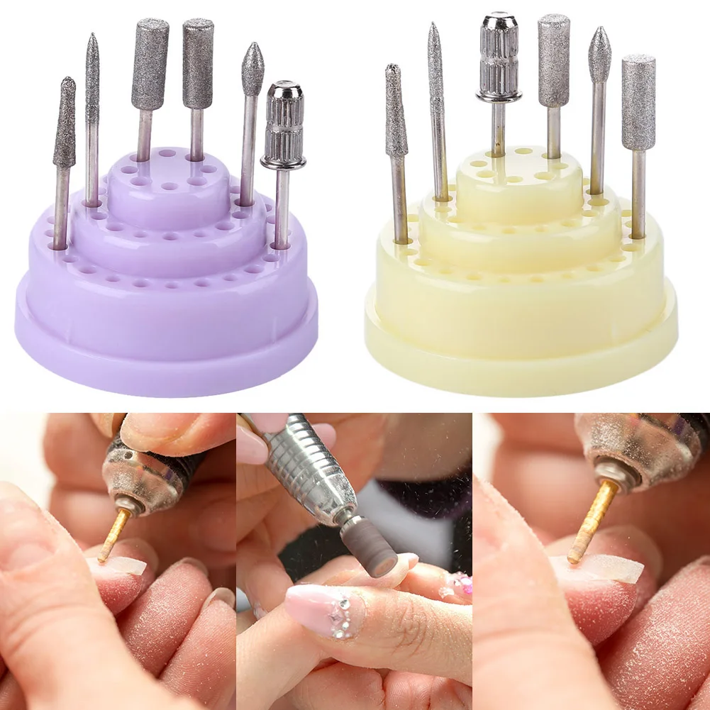 

Nail Drill Grinding Bit Holder Box Display Storage 48 Holes Container Nail Polishing Head Stand Metal Organizer Case Nail Tools