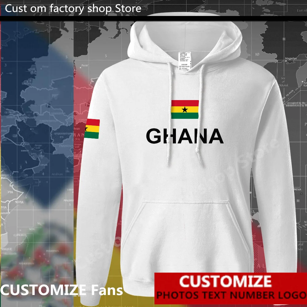 

Republic of Ghana Ghanaian Hoodie Custom Jersey Fans DIY Name Men Women High Street Fashion Hip Hop Loose Casual Hoodies