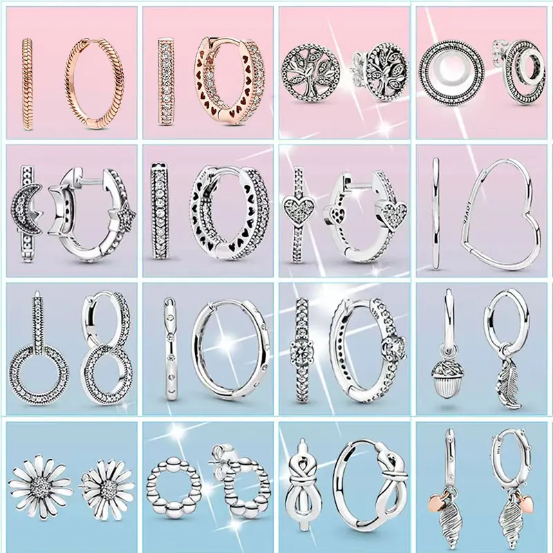 

2022 Brand New 100%925 Silver Heart CZ Cubic Zircon Round Daisy Flower Trio Stud Earrings For Women Silver 925 Original Jewelry