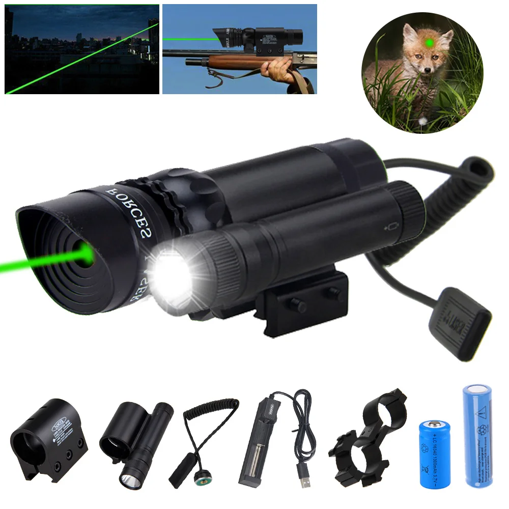 

Green/Red Hunting Laser Dot Sight Combo White Torch Tactical Rifle Laser Sight Dot Scope Light Gun Adjustable w/ Mount For 20mm