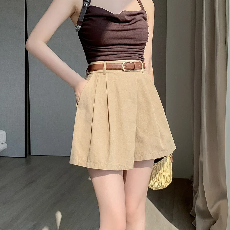 2023 Summer Fashion Cargo Shorts High Waisted Loose Wide Leg Pants A-line Casual Shorts  Black Shorts  Shorts for Women