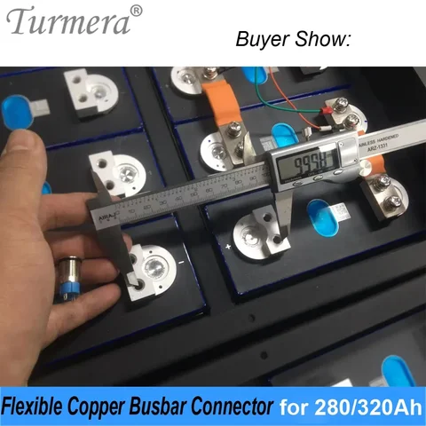 Turmera 12 В 24 в 48 в Lifepo4 батарея Гибкая шина медный соединитель отверстие для отверстия 80 мм 2 мм 400A для 280Ah 320Ah Lifepo4 батареи