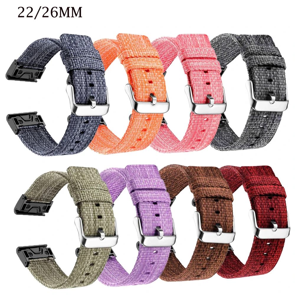 22 26mm Nylon Watch Band Wristband Bracelet For Garmin Fenix 7X 7 6X 6 Pro 5X 5 Plus 3HR/Forerunner 935 945 QuickFit Belt Strap