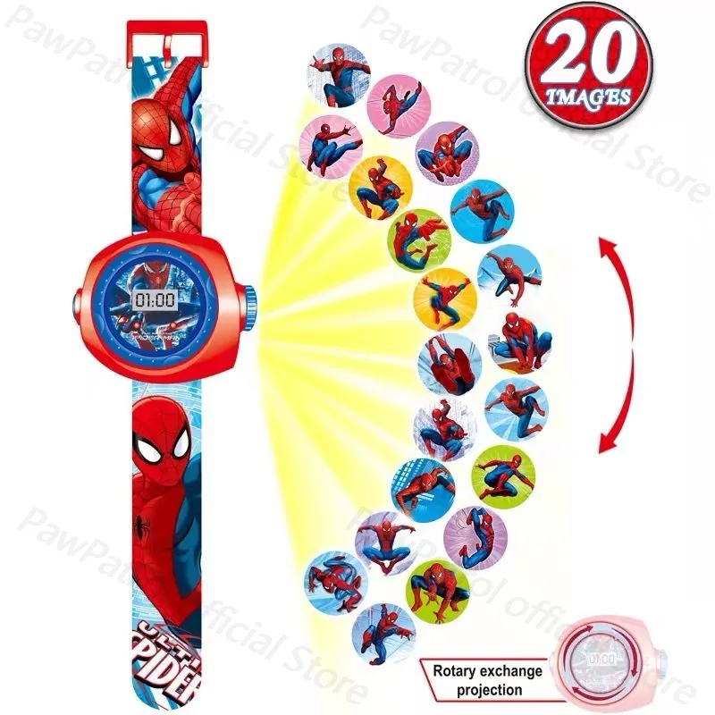 

Spiderman Projection Watch Anime Figure Paw Patrol Frozen Princess Marvel Ironman Mickey Mouse Children's Toy Electronic Watch