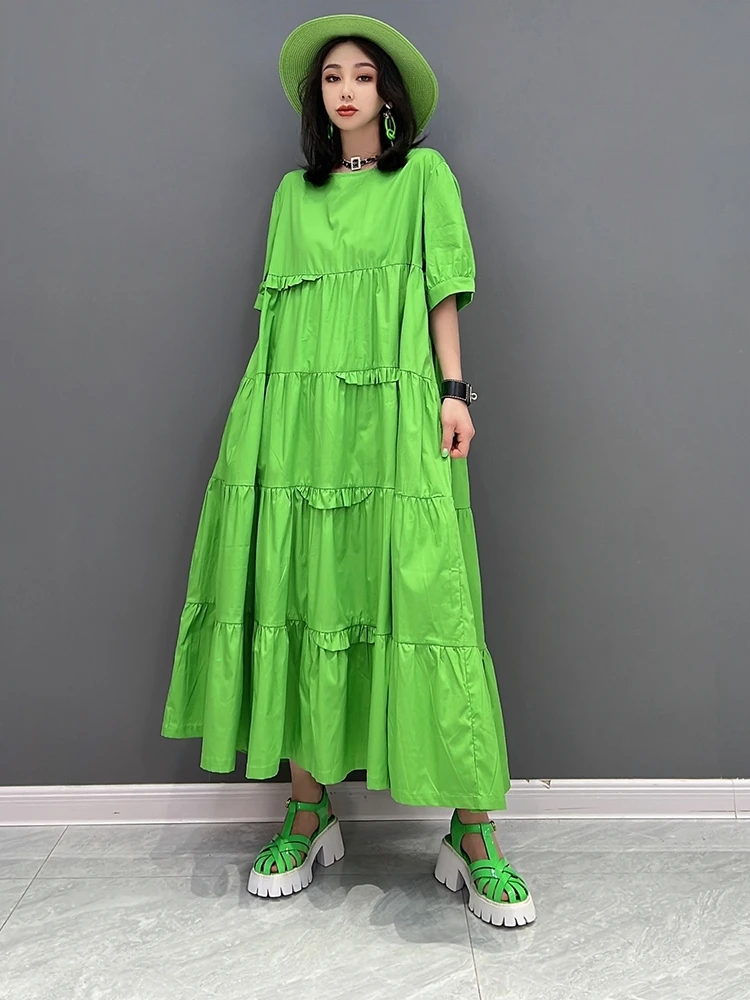 

EVLOOKS Europe Station 2022 Autumn New Fashion Dress Print Loose Stitching Shows Thin Korean Style