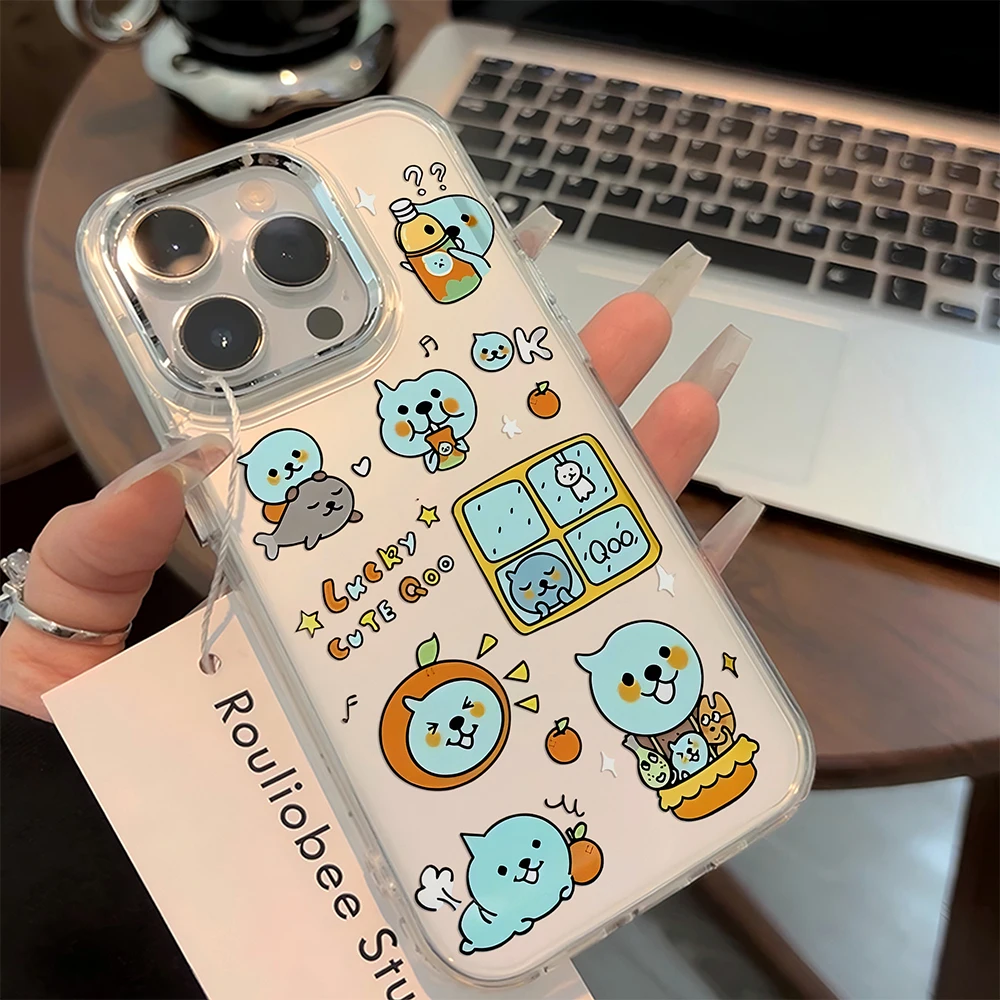 Фото Чехол для телефона Cartoon Lovely QooS для iPhone 17 16e 16 15 14 13 12 11mini Pro Max X XR XSMAX 8 7 Air Plus, прозрачный мягкий чехол №4
