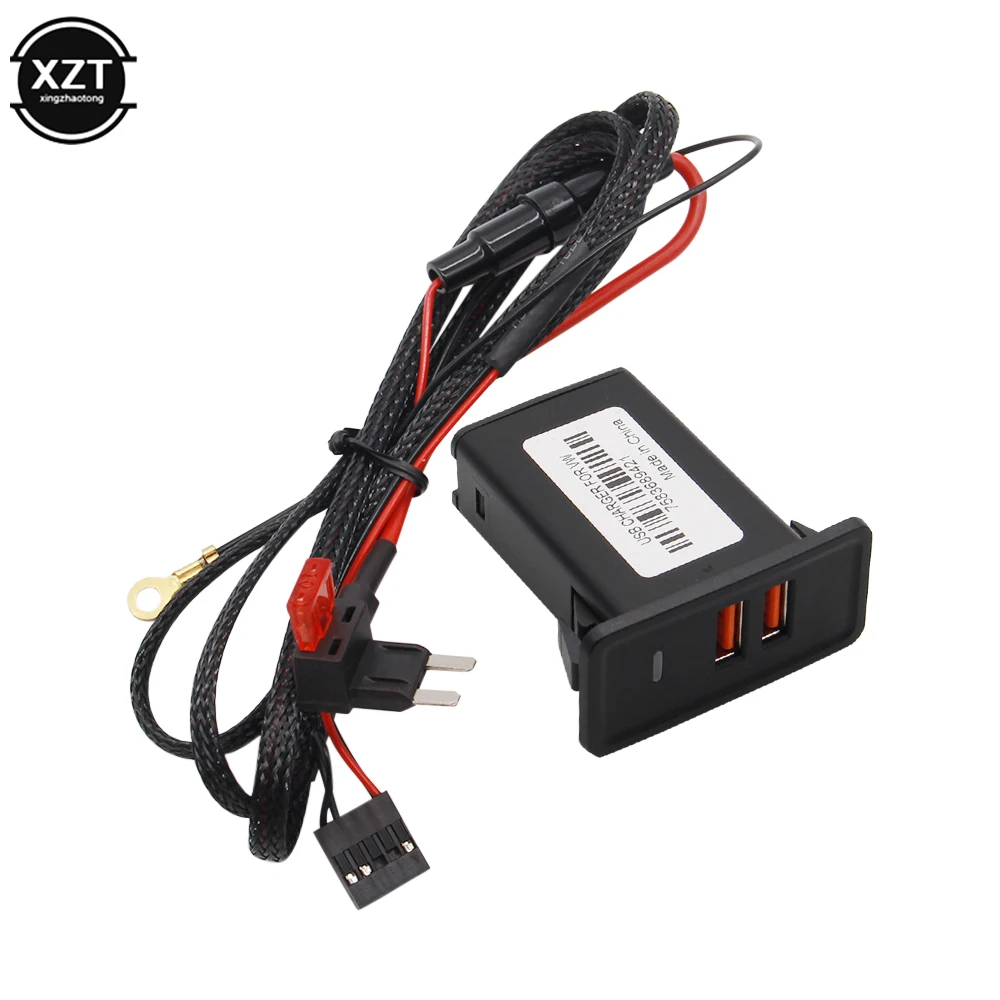 12V Dual USB Car Charger Retrofit Accessories QC3.0 Adapter For Seat Leon Ibiza VW Golf Passat Jetta Passat Beetle Sharan