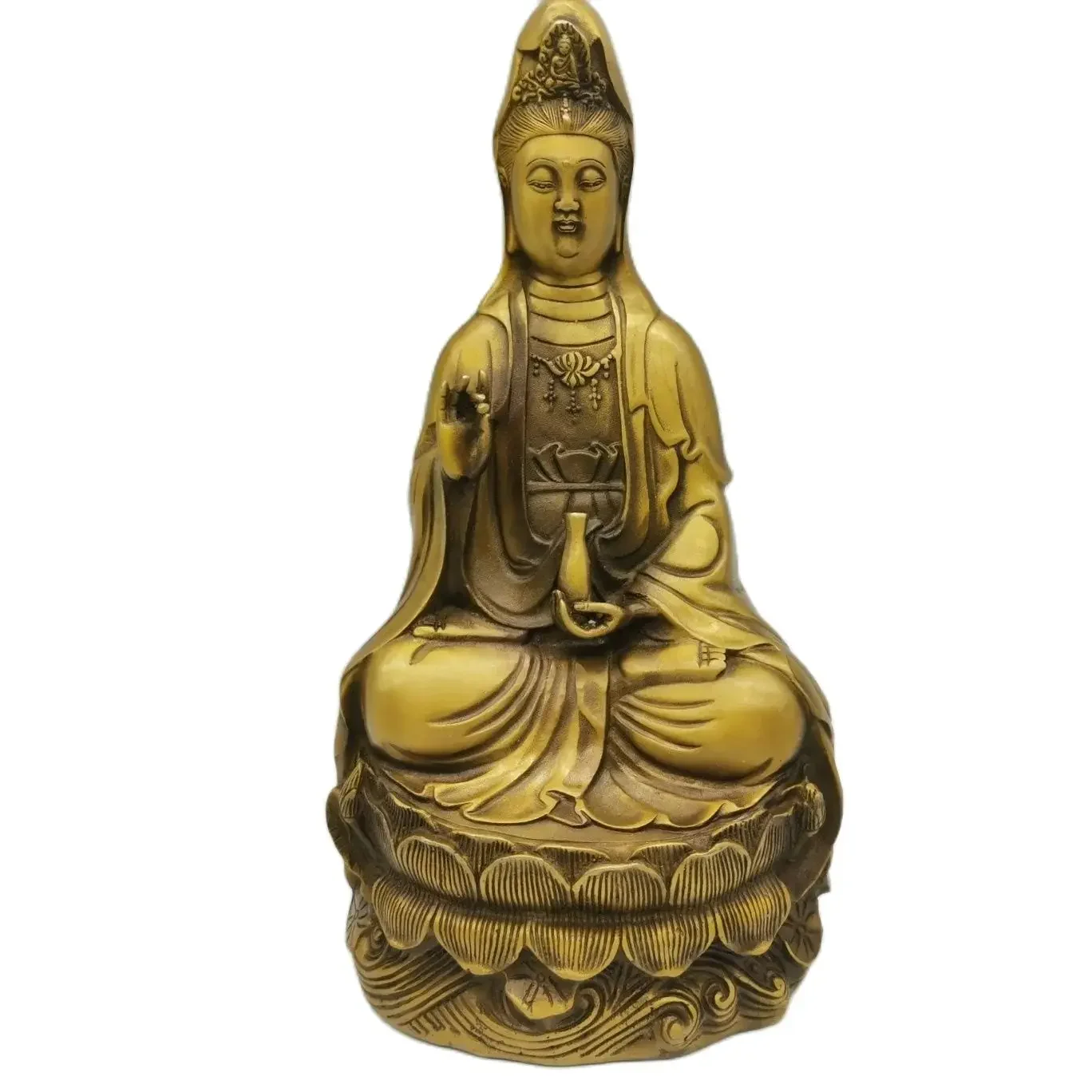 Латунная сидячая статуя Гуаньинь сострадательная и мудрая выгодная все sentient Beings