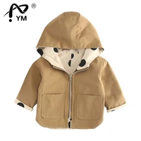 new thick girls jackets double sided boys outerwear letter sport coats kids hooded children clothing polka dot trench coat