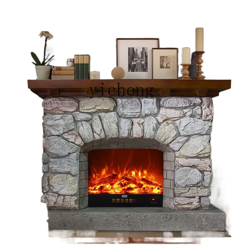 

XL Retro Fireplace Mantel Stone Fireplace Mantel Decorative Heating Core TV Cabinet Background