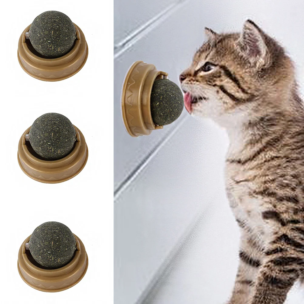 

Natural Catnip Cat Wall Stick-on Ball Toy Treats Healthy Natural Removes Hair Balls To Promote Digestion Cat Grass Snack Pet Toy