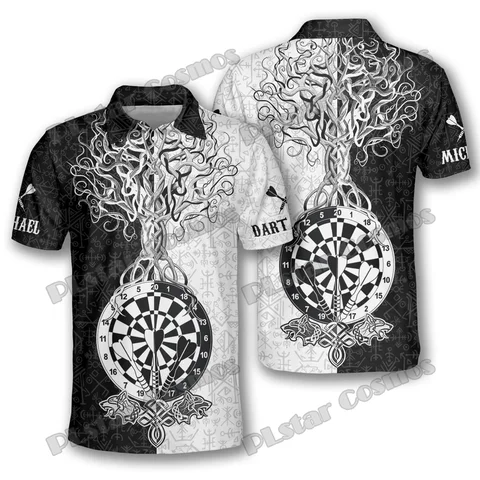 Норвежские вегвизирские руны тату Дракон пользовательские дротики 3D печатные модные мужские рубашки поло летняя Повседневная рубашка с коротким рукавом PLP25
