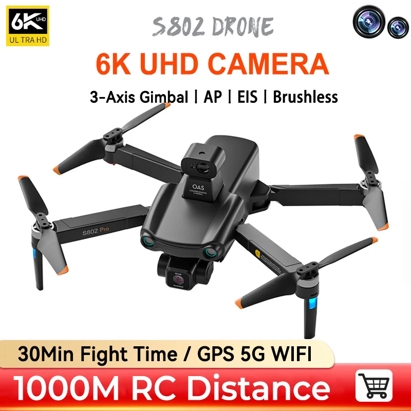 

Hot S802 Pro Drone 4K Professional HD Camera Laser Obstacle Avoidance 3-Axis Gimbal 5G WiFi FPV Dron RC Quadcopter 10KM RC Toys