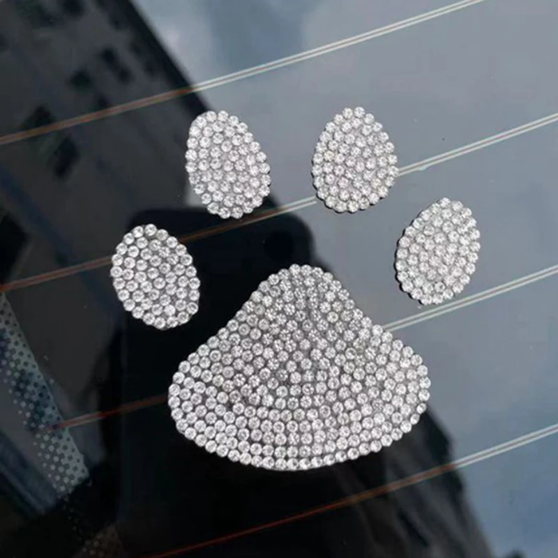 

Car Stickers Bling Diamond Rhinestone Crystal Paw Print Butterfly Skull Decals