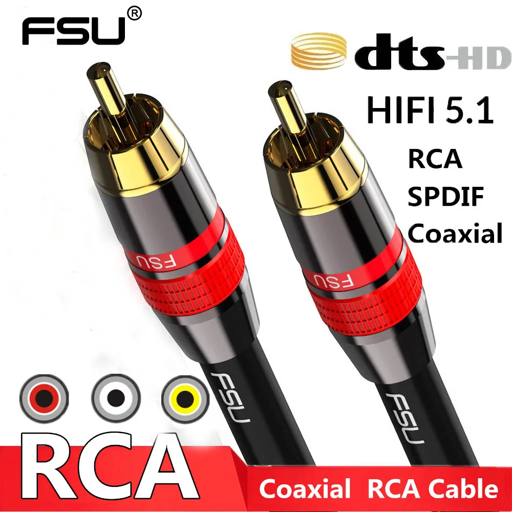 Coaxial Digital Audio RAC Cable SPDIF RCA to RCA Cable Audio Video Male for DVD Projector TV Speaker Amplifier 0.5M 1M 2M 3M 5M