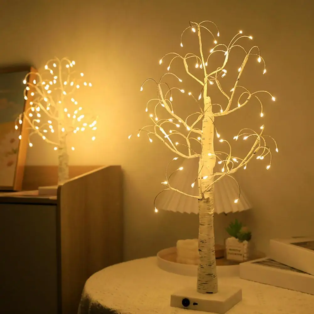 

Excellent Bedside Lamp Realistic Looking Plastic LED Birch Tree Lights Party Bedside Lamp Desktop Light Night Lamp