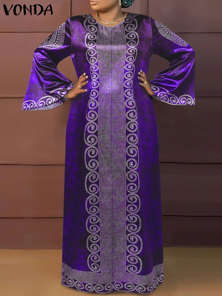 Плюс размер VONDA женское элегантное длинное платье макси 2024 богемный сарафан с