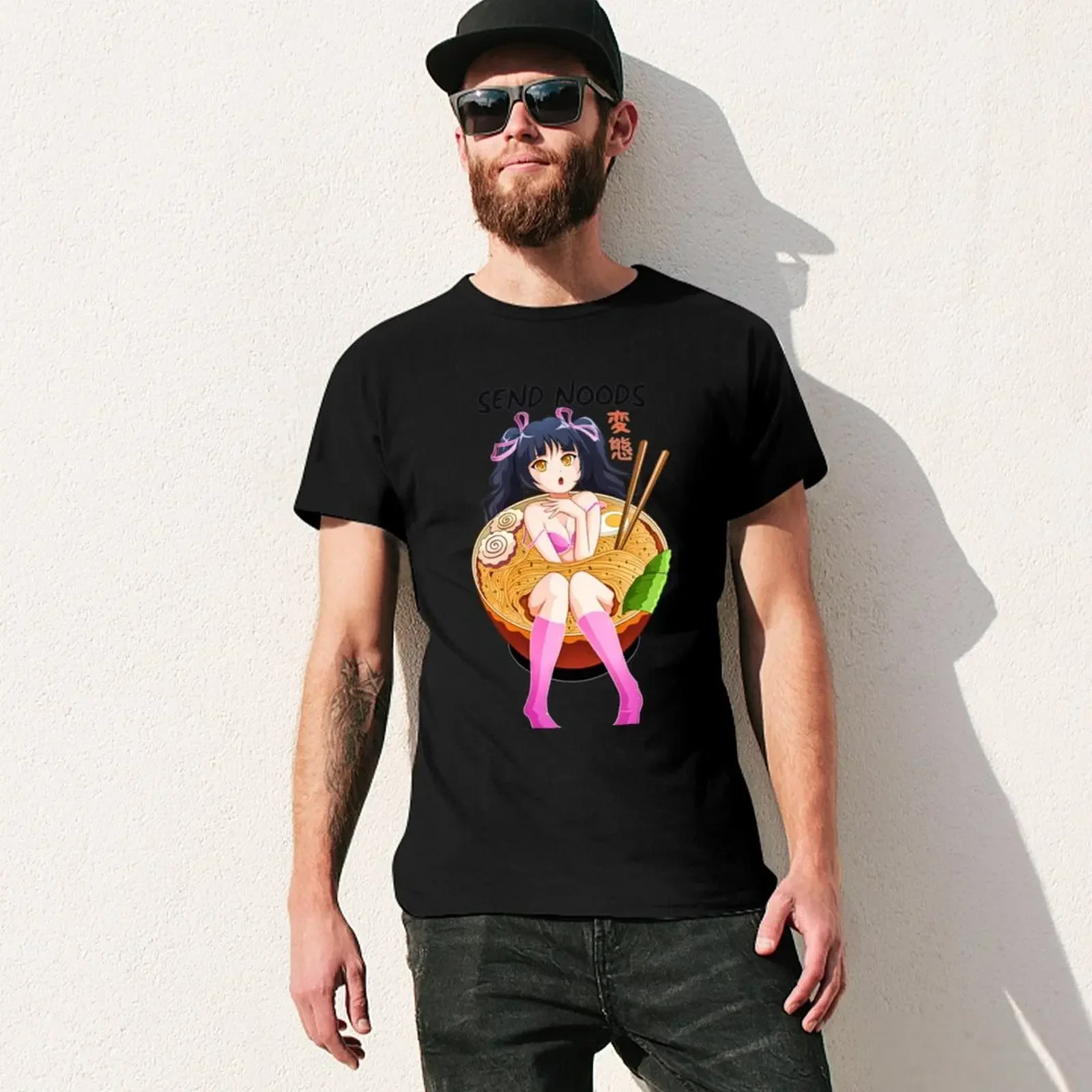 Футболка с японской девочкой из аниме отправить груз рамен лапша миска Шау Шану