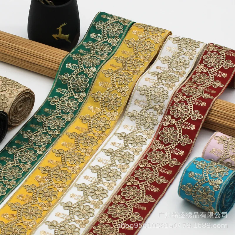 

1 Yard Vintage 3D Round Embroidery Lace Ribbon Boho Lace Trim DIY Clothes Bag Accessories Embroidered Fabric Width 5cm