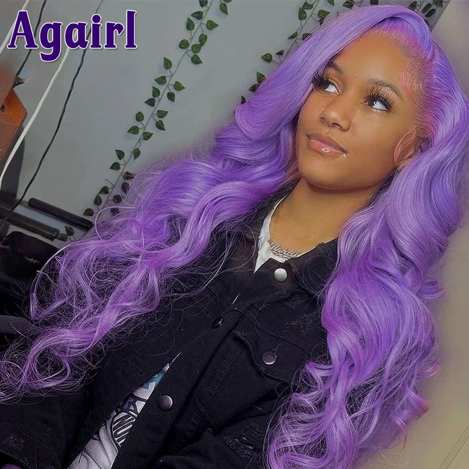 Light Purple HD Transparent Lace Front Wigs Body Wave Human Hair Lace Wigs 613 Colored Human Hair Wigs Brazilian 180% for Women