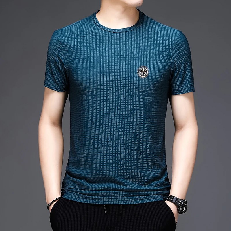 

COODRONY Summer Men's O-Collar Short Sleeve Sweat-absorbing Skin-friendly Soft Breathable Fashion Texture Young Tees Tops S6069