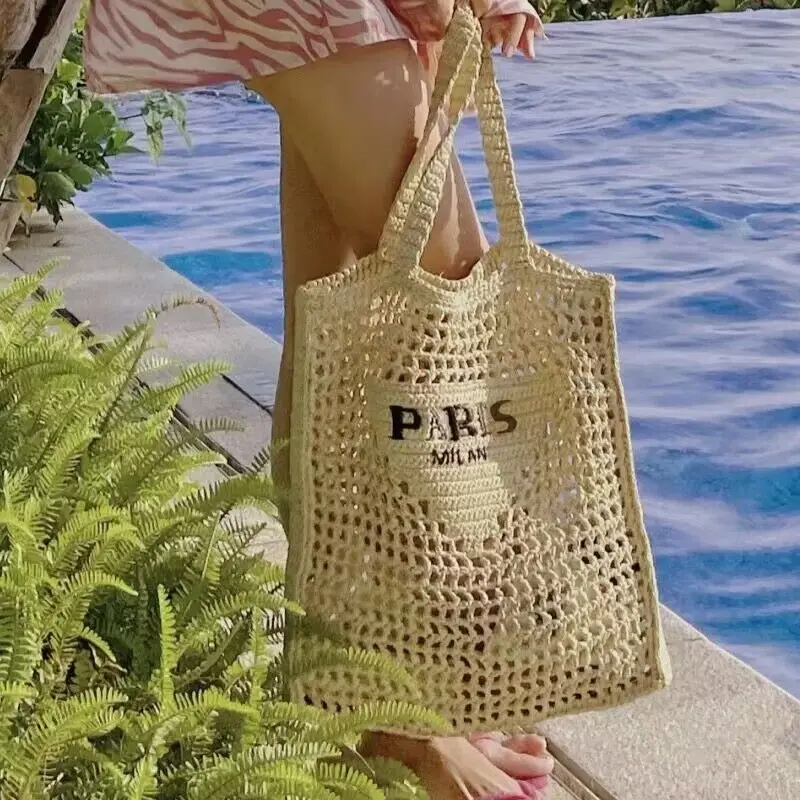 

Tote Bags Large Capacity Hollow Handmade Knitting Luxury Designer Handbags For Women 2023 New Fashion Casual Beach Bag Shoulder