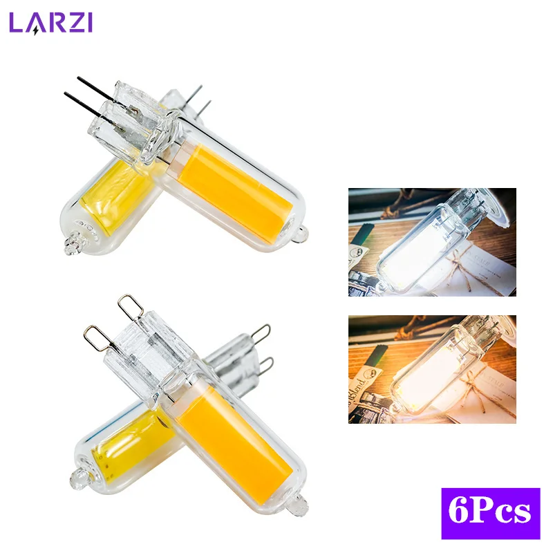 6Pcs/lot LED COB Lamp G4 G9 6W 9W Glass Bulb AC 220V 230V 240V Candle Lights Replace 30W 40W Halogen For Chandelier Spotlight
