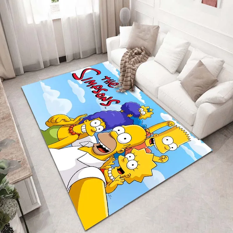 

15 Sizes Anime The-Simpsons Carpet for Living Room Square Non-Slip Bedroom Floor Mat for Kids Room Decor Area Rug Cartoon Rug