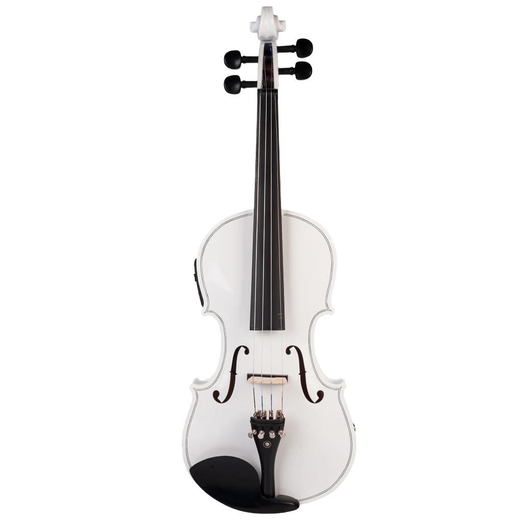 Mugig 4/4 Electric Violin Acoustic Violin White Color Solid Maple Spruce Wood Violin Ebony Fittings w Case Shoulder Rest Strings enlarge