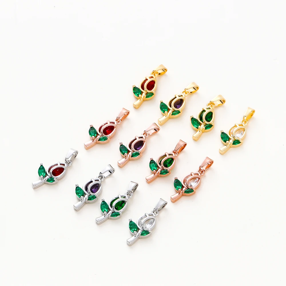 

1Pcs/Lot 10*19.5mm 18K Gold Color Plated Brass Tulip Shape Pendants for DIY Necklace Earrings Jewelry Making Accessories