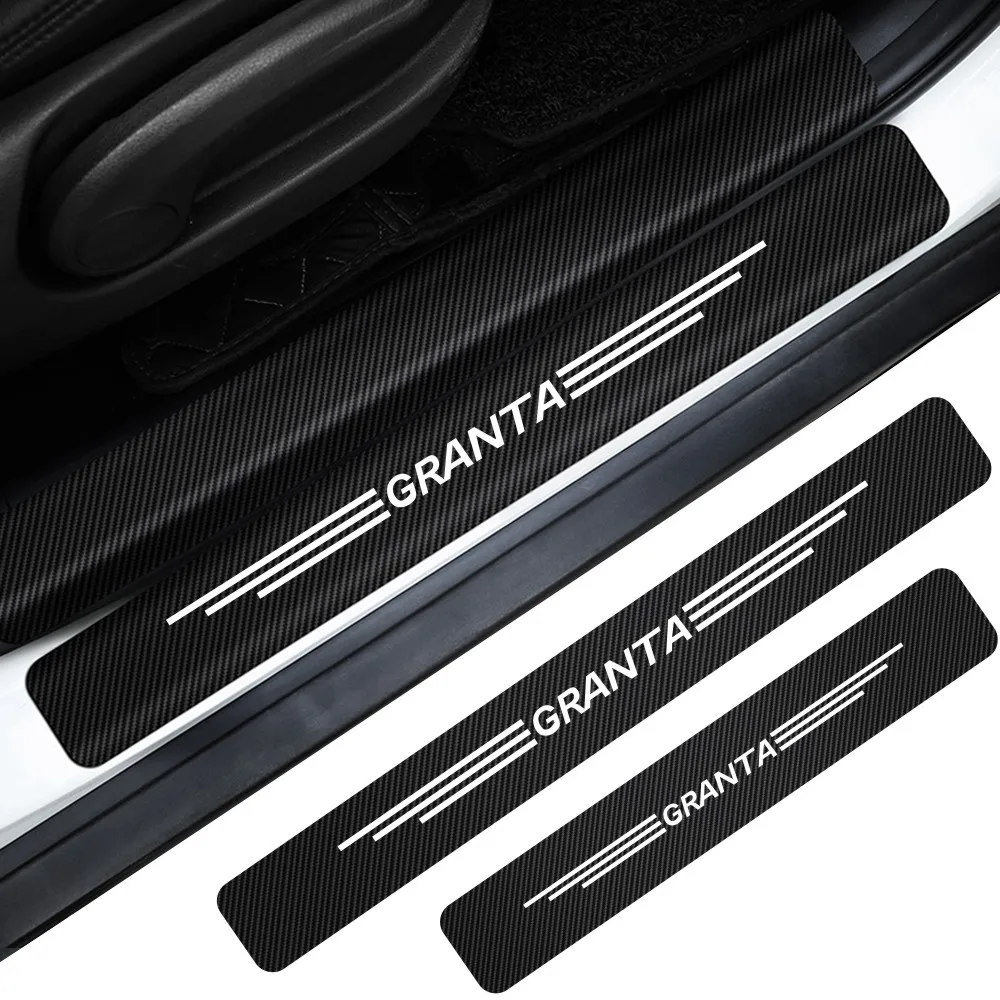 

5PCS For Lada Granta Carbon Fiber Decals Paster Anti Scratch Cover Car Door Sills Stickers Auto Door Threshold Guard Accessories