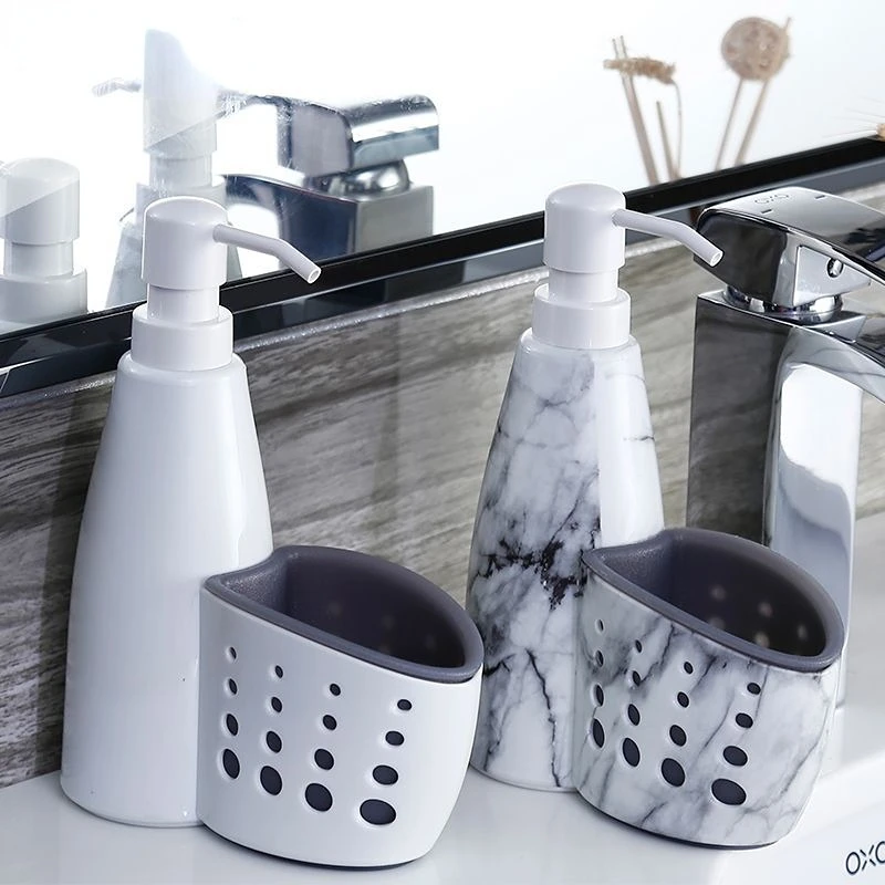 

2-In-1 Soap Dispenser Kitchen Sponge Holder Multi-function Liquid Detergent Container Box with Soap Holder 400ml