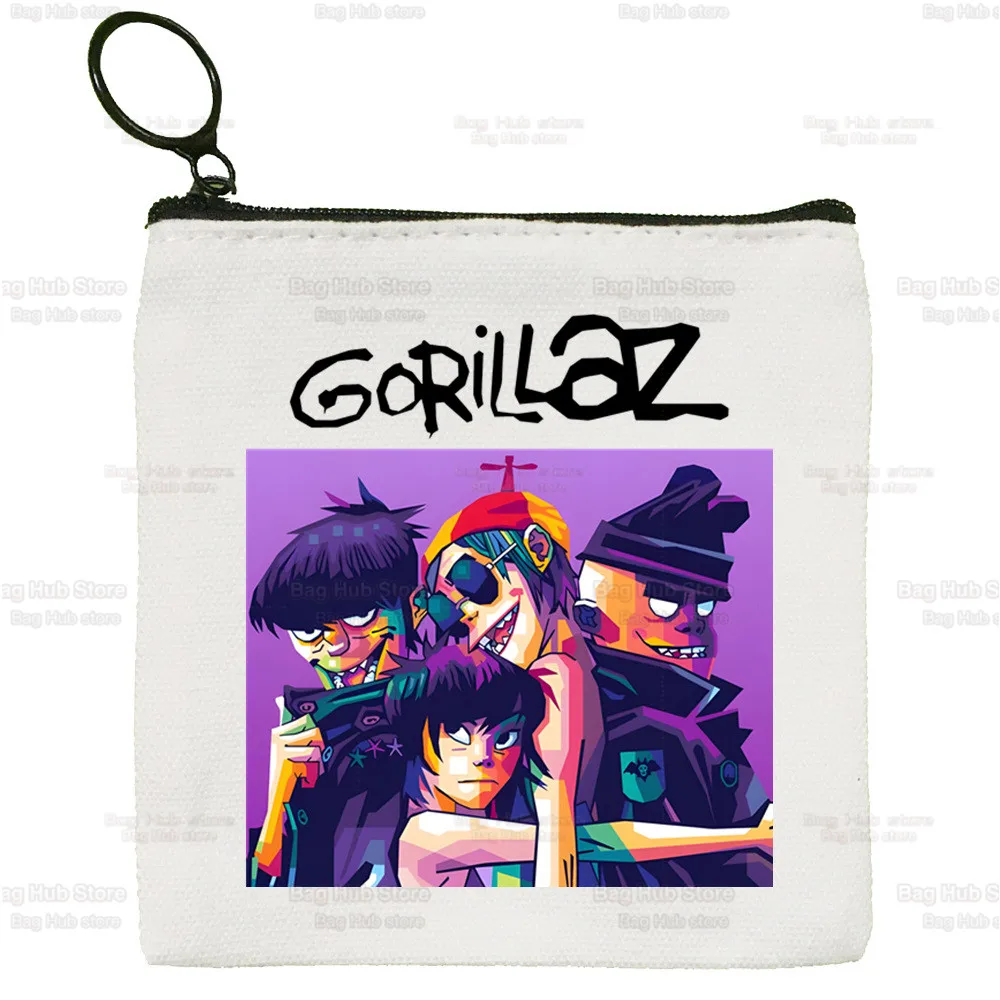 Gorillaz Modern Coin Purse Vintage Mini Wallet Change Pouch Music Band Cartoon Keys Card Storage Card Bag Zipper