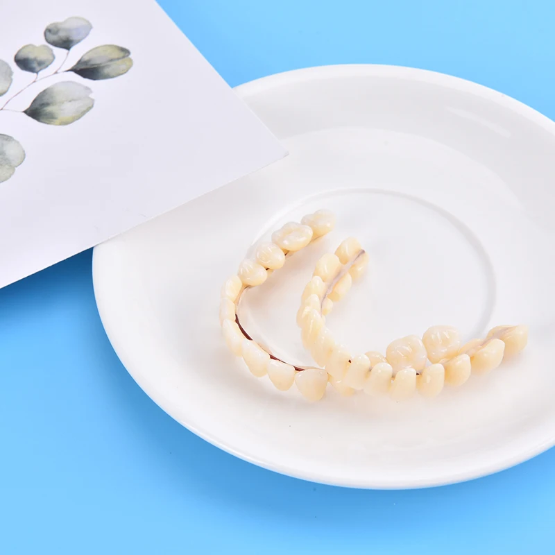 

28pc/setTemporary Fake Tooth Upper Lower Removable Dental Veneers Dentadura Postiza Completa Resin False Teeth Whitening Denture