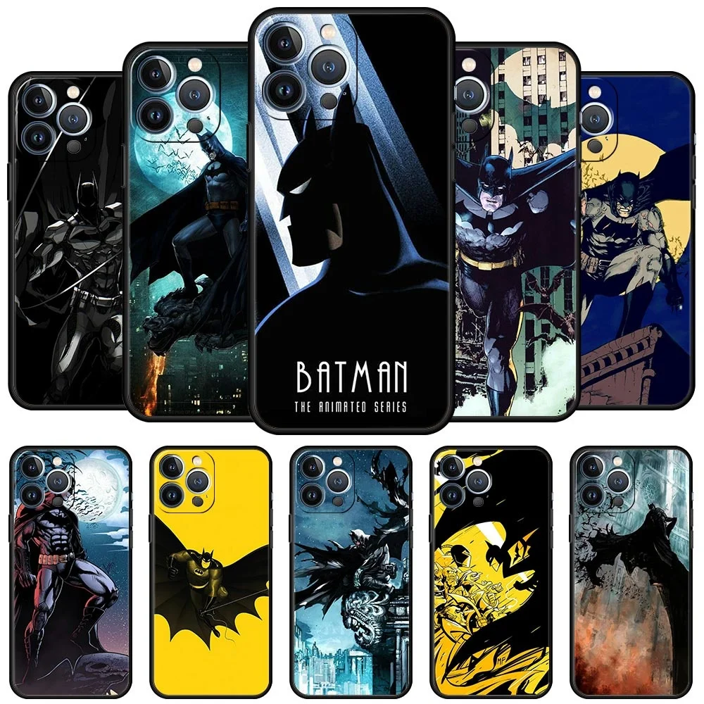 Чехол с рисунком из мультфильма Бэтмен черная и мягкая для iPhone 11 13 12 Pro Max 7 8 XR Mini X SE