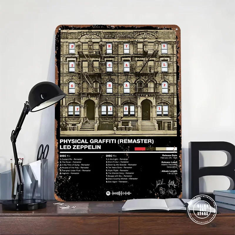 Фото Металлическая табличка-постер Led Zeppelin - Physical Graffiti, индивидуальный дизайн, ретро-винтажный стиль, для декора комнаты, дома, игровой комнаты №2