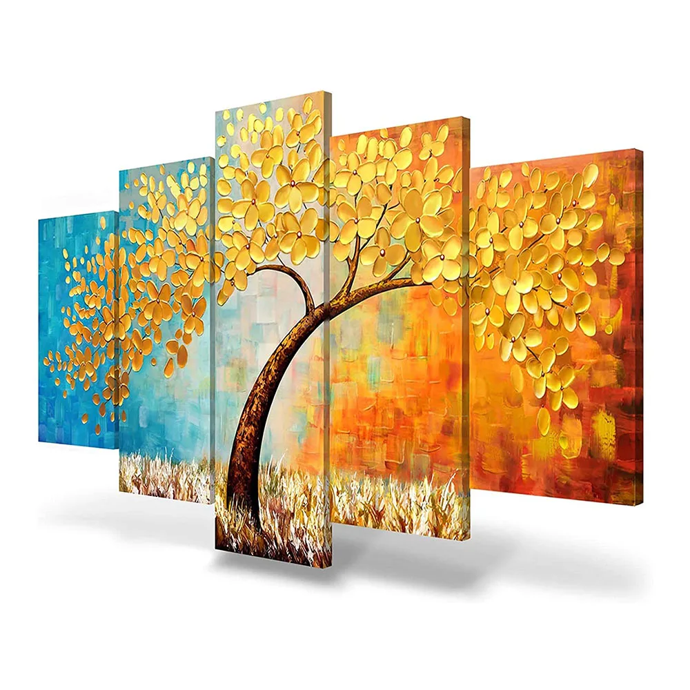 

5 шт., абстрактная Настенная картина «золотое дерево»