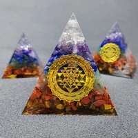 chakela mixed color pyramid ornament resin colorful crystal stone rainbow colored pendulum natural gravel fortune telling tower