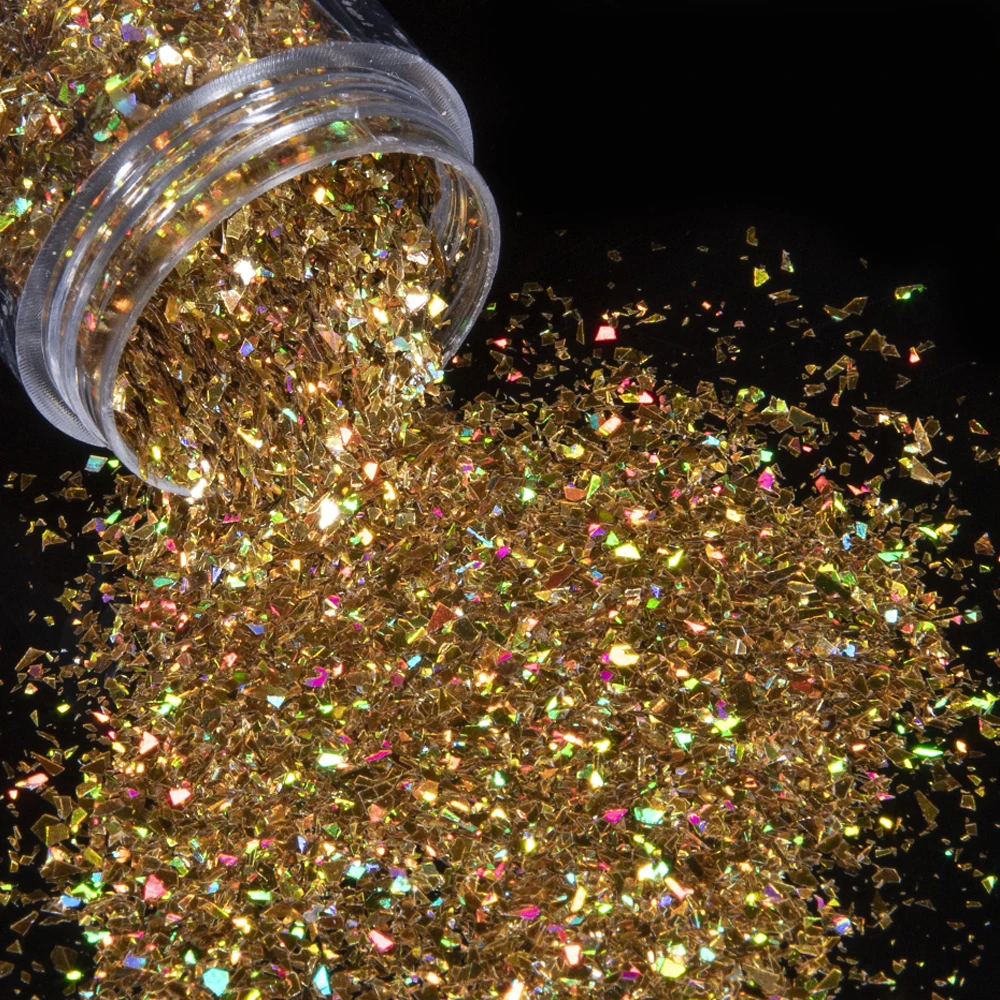 

1 баночка блестящая пудра для ногтей смешанный Радужный Блеск для искусственного дизайна сахар неравномерные ломтики блестки хлопья для ма...