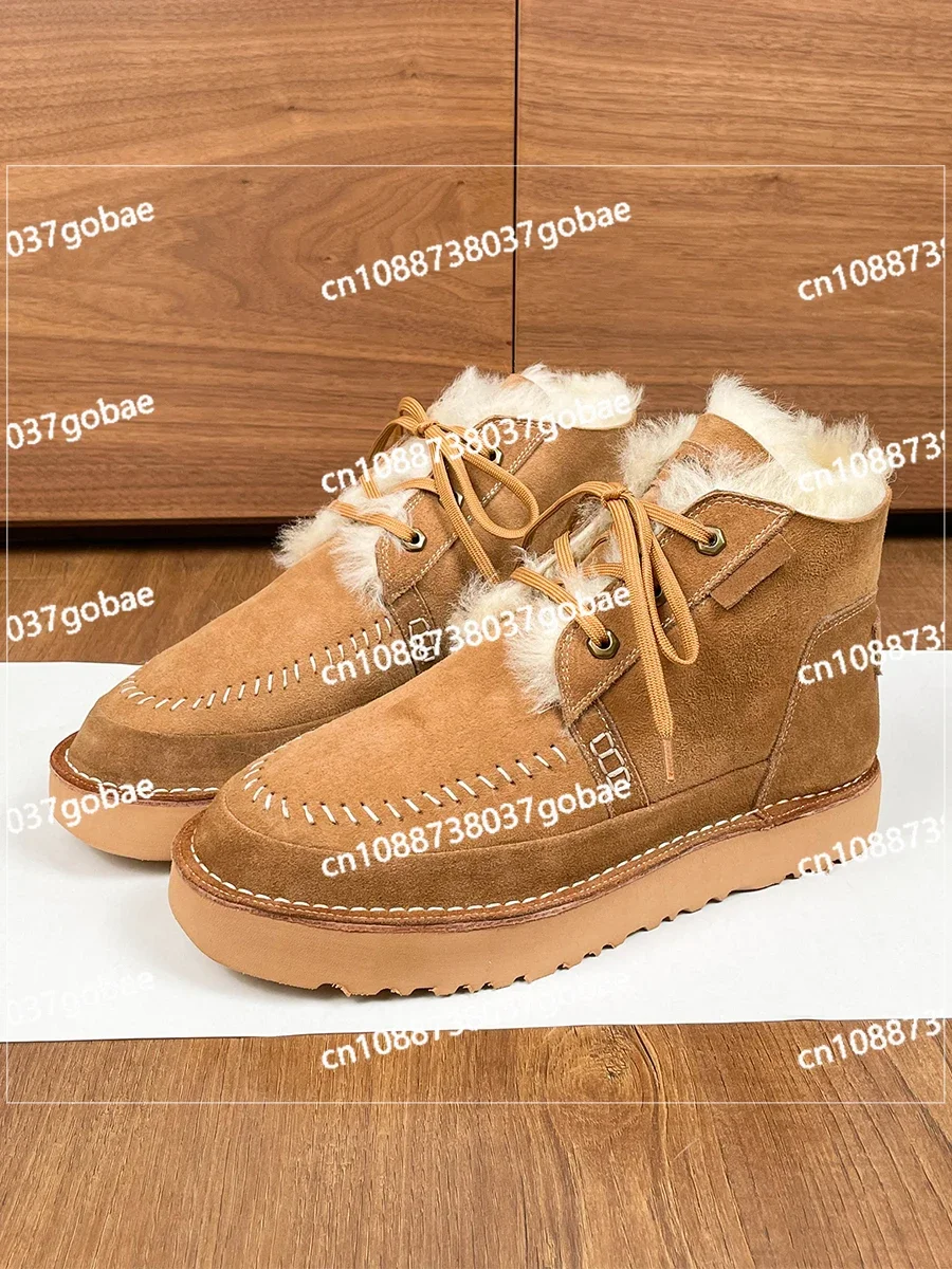 Зимние ботинки мужские меховые интегрированные новинка зимы 2024 утолщенные