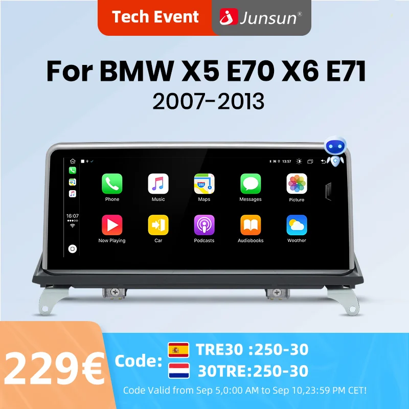Автомобильный радиоприемник Junsun для BMW X5 E70 F15 X6 E71 F16 2007-2017 Android автомобильный