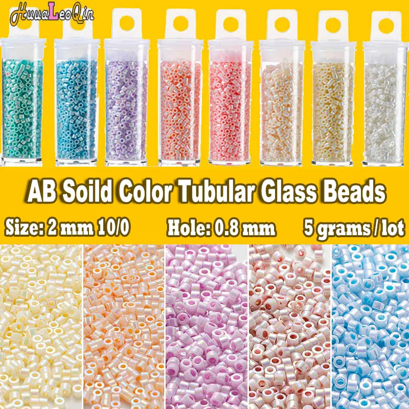 

1200pcs 10g/Tube Generic Japanese AB Soild Color Tubular Glass Beads 10/0 Loose Spacer Seed Beads for Jewelry Making DIY Sewing